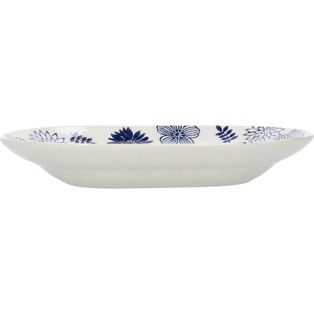 Aito Seisakusho Oval 21 X 15 Floral Mino Dishwasher Made In Japan "Garden" Plate, Medium, Approx. Cm, Pattern, White, Ware, Safe,