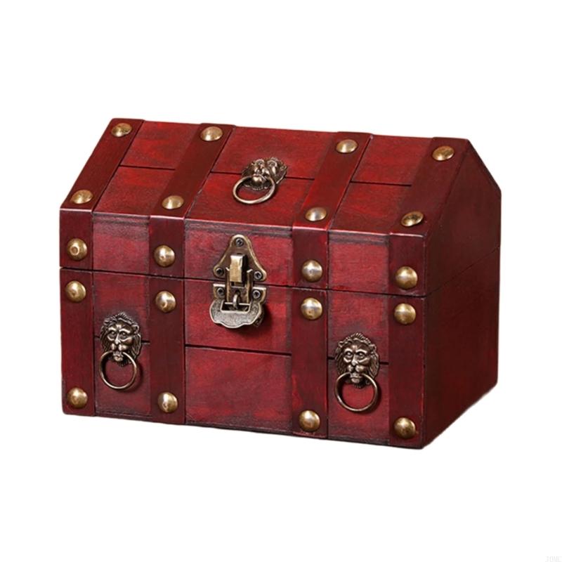 Sturdy Wooden Accessory Box Secure Locking Mechanism Durable Home Storage Sustainable Materials Storage Container J0MC красный