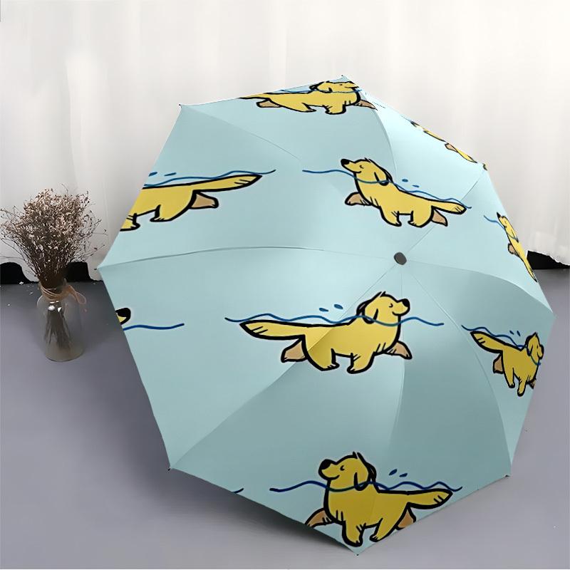 1pc Puppy Summer Swimming Automatic Open/Close Umbrella - Compact Travel Umbrella, 8-Rib Heavy-Duty Construction, Ideal Gift, Outdoor Access