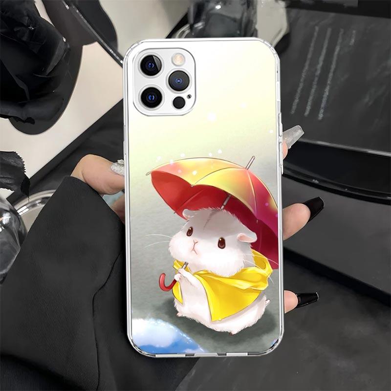 Cute Lovely Pet Hamster Phone Case for iPhone 13 12 Mini 11 Pro X XS Max XR 7 Plus 8 SE 6 6S 5 5S Soft Silicone Fundas Cover