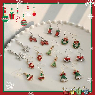 Festive Christmas S925 Silver Needle Women's Drop Glaze Earrings - Elegant Holiday Jewelry.