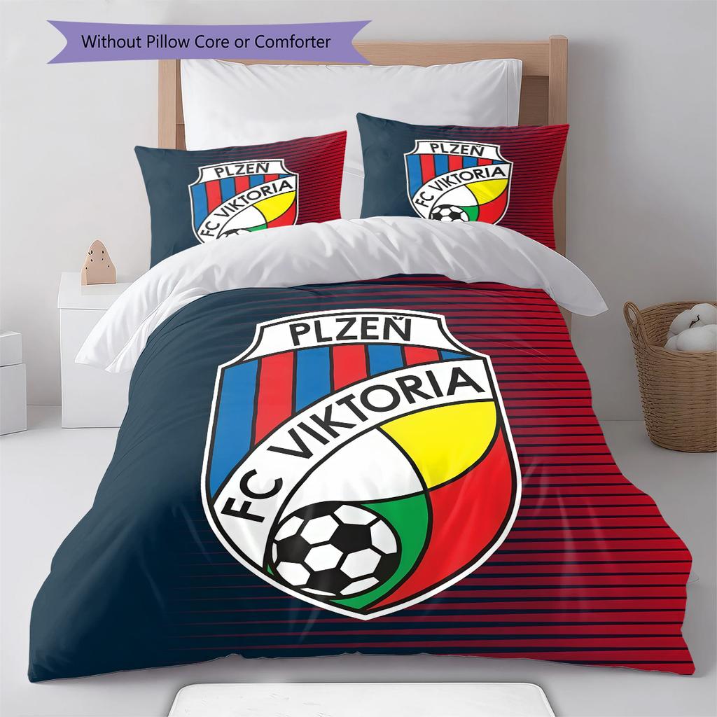 FC Viktoria Plzeň Pattern Bedding Quilt Set Quilt Cover Pillowcase Home Decoration Birthday Gift (1 * Duvet Cover + 2 * Pillowcase, Without Core)