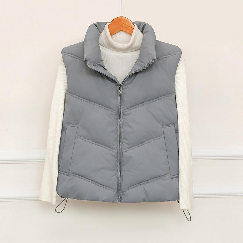 Women's Cotton Clothes Vest New Stand-up Collar Sleeveless Small Short Vest Pressed Rubber Vest