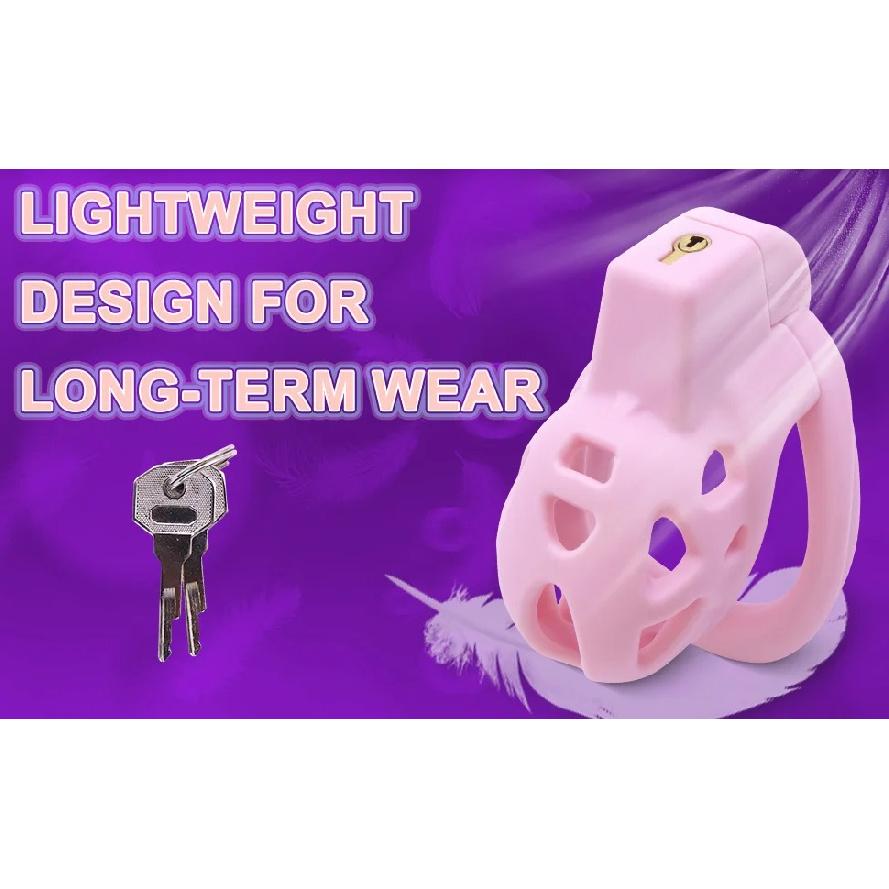 Lightweight Smooth Pink Male Chastity Cage 3 Sizes Penis Rings Bondage Chastity Device Sex Toy for Men with Key Pink XS Smallest