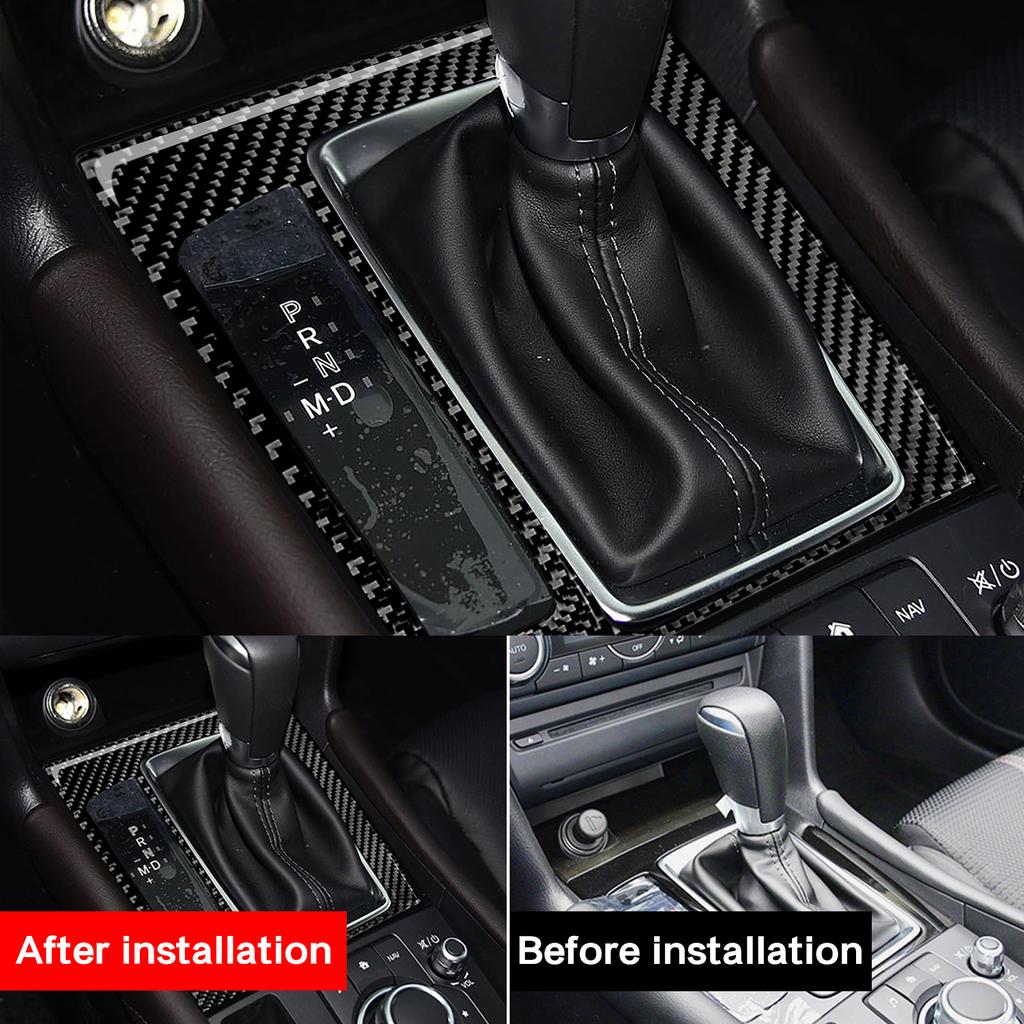 Carbon Fiber Car Console Gear Shift Panel Frame Cover Moulding Trim For Mazda 3 Axela 2017 2018 Accesorios Para Vehículos