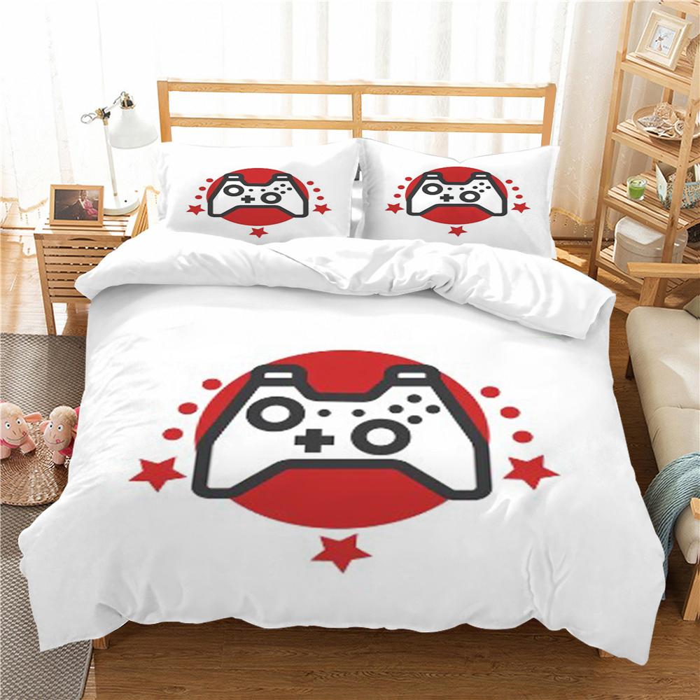 Bedding Set 3D Gamepad Print Bed Cover Bedclothes Home Three Piece Warm Polyester Pillowcase Quilt Cover