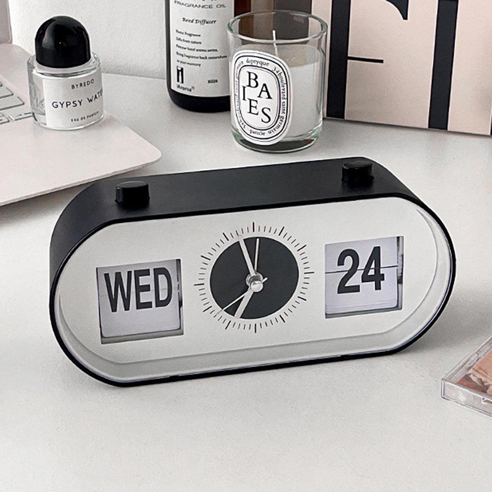 Manual Page Turning Clock Desk Alarm Clock Calendar Clock Home Decoration