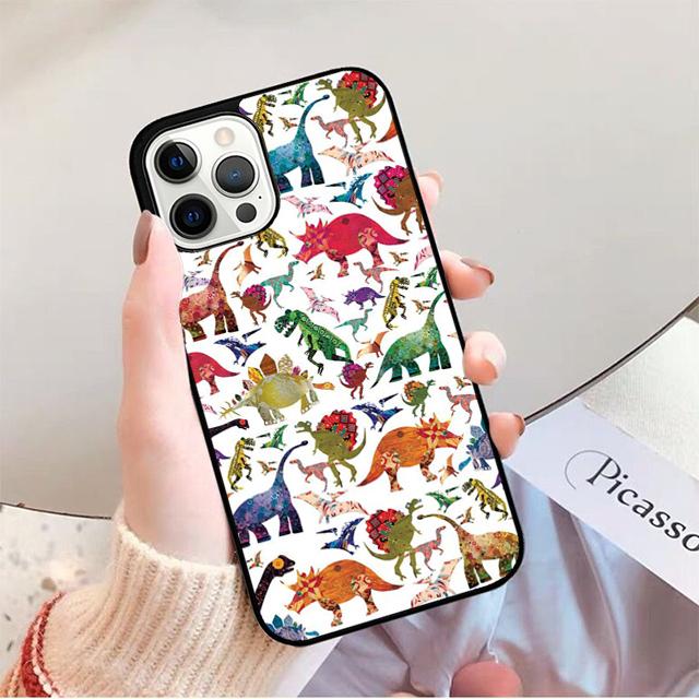 Cute Dino Dinosaur Phone Case for iPhone 17 Air 16 16e 15 Plus for Apple 13 11 12 14 Pro Max Cover coque fundas Shell
