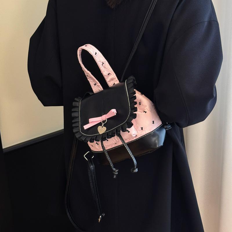 Schoolbag Korean Version Ins Versatile Casual Backpack Female Student Class Commuter Personalized Lace Lace Backpack