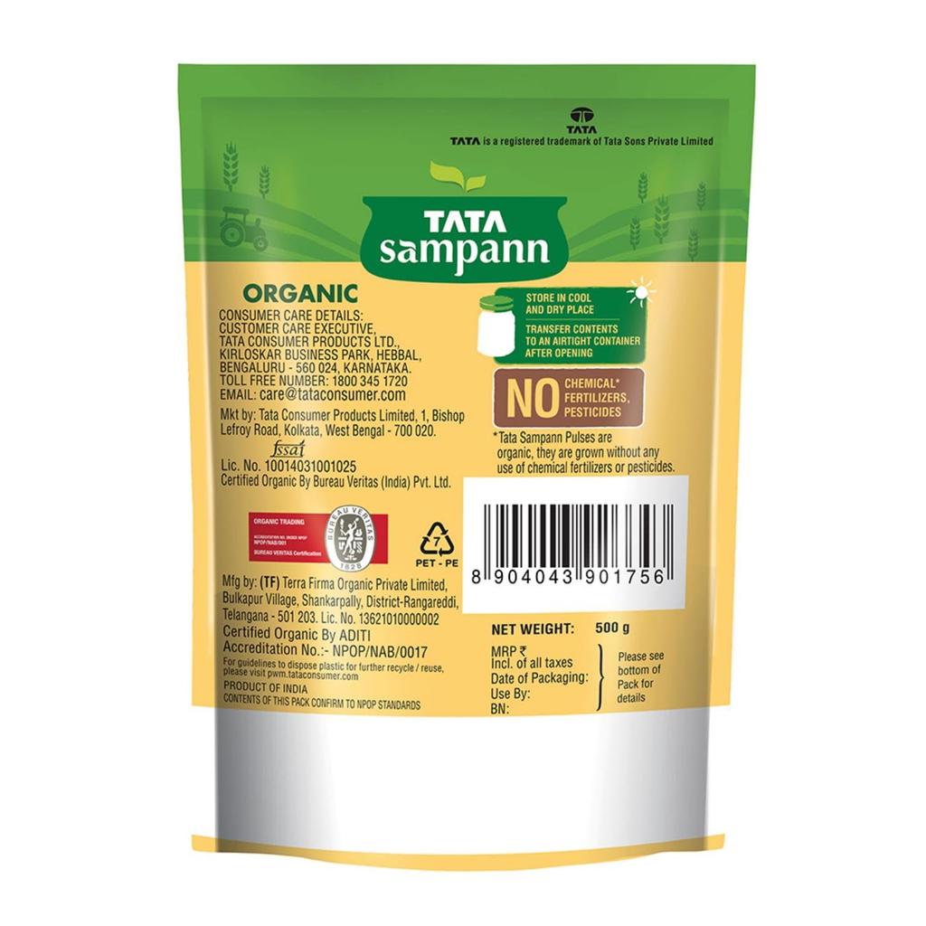 TATA Sampann Organic Unpolished Urad Whole Dal For Authentic Indian Dosa And Idli Recipes 500 G