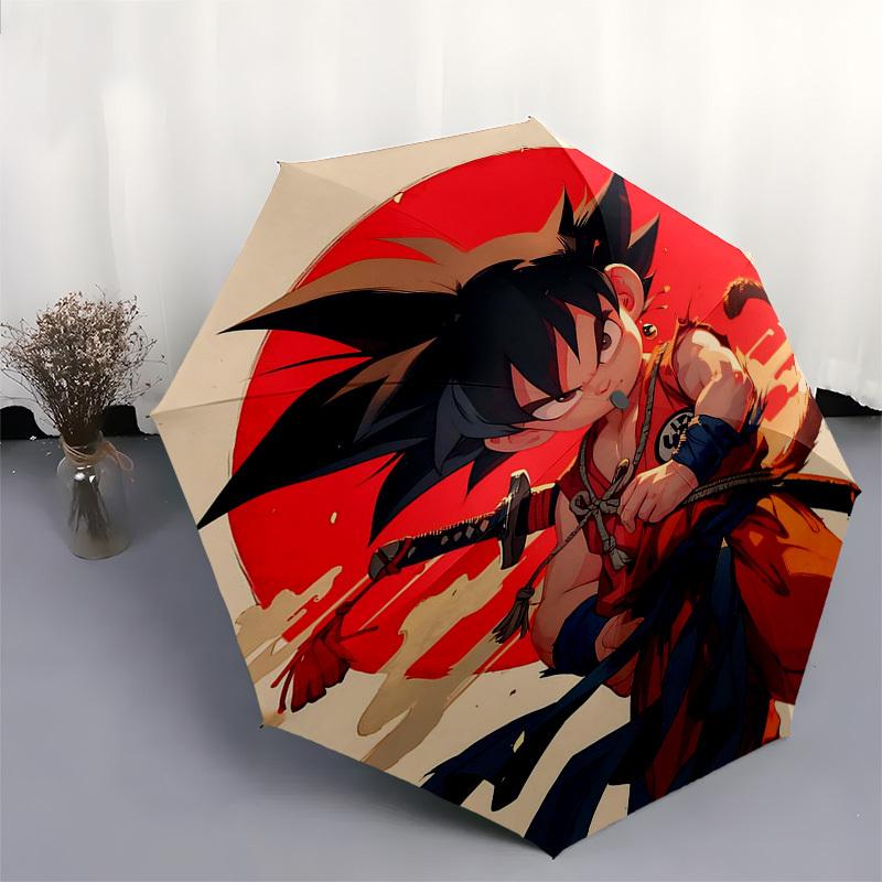 1pc Dragon Ball Z Goku Automatic Opening Folding Umbrella 3 Fold Design, 8 Bone Iron Frame Outdoor Umbrella Perfect Gift for Fans, Travelers, Everyday