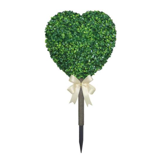 1/2Pcs Artificial Heart Topiary Tree Love Heart Topiary Stake with Rainbow Bow Indoor Outdoor Garden Porch Faux Shrubs Plants Decoration