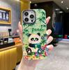 Bambusowa Panda Pasująca do Apple 16pro Blu-ray Kreskówkowe Etui na Telefon Komórkowy Obraz Olejny iPhone 15 Brokatowe Etui na Obiektyw 14