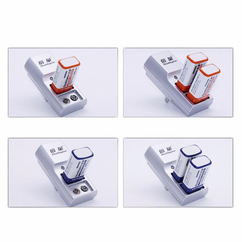 Doublepow 2 Slots 9V Battery Charger Full Automatic Stop Charging Charger for Rechargeable Batteries