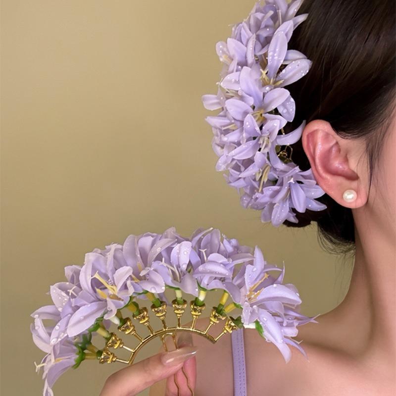 Small Fresh Fabric Flower Hairpin Super Fairy Beautiful Seaside Photo Atmosphere Hair Hairpin Niche Design Hair Accessories Women