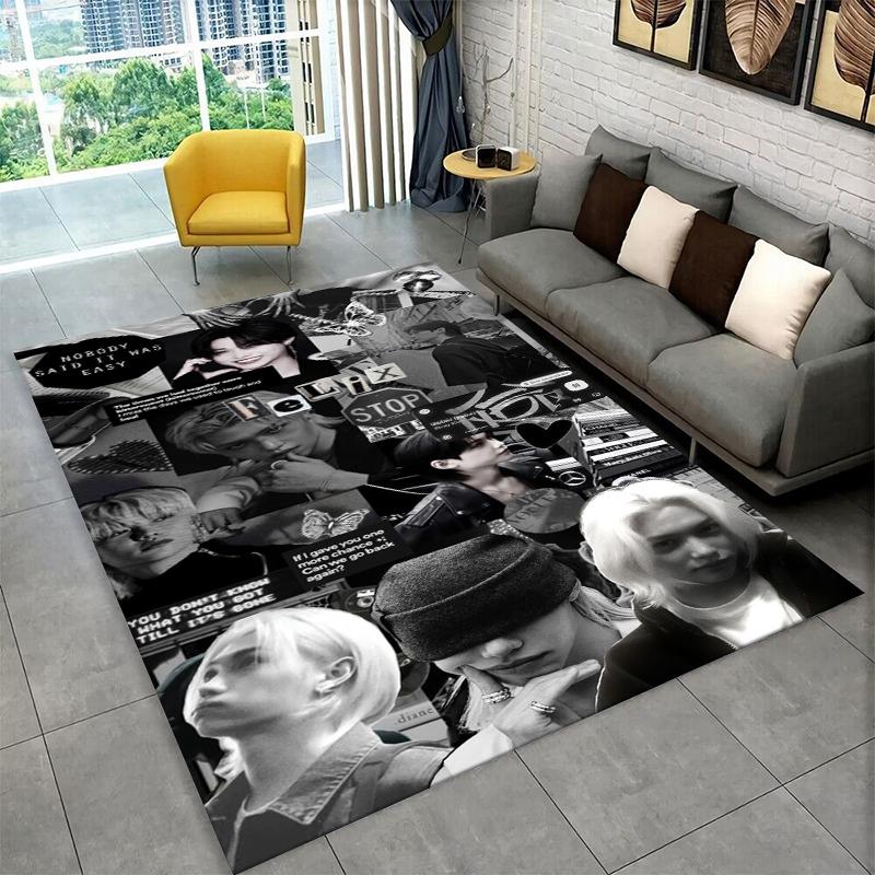 Fashion Kpop Felix Stray Kids Non-Slip Area Rug for Living Room,Bedroom,Playroom,Soft Carpet Floor Mat Home Decor Rug Kids Room