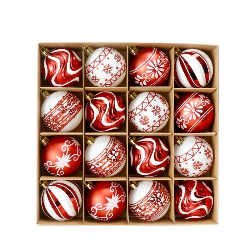 Christmas Ball Ornaments Set 6cm 16pcs Painted Xmas Tree Decorations Holiday Hanging Balls