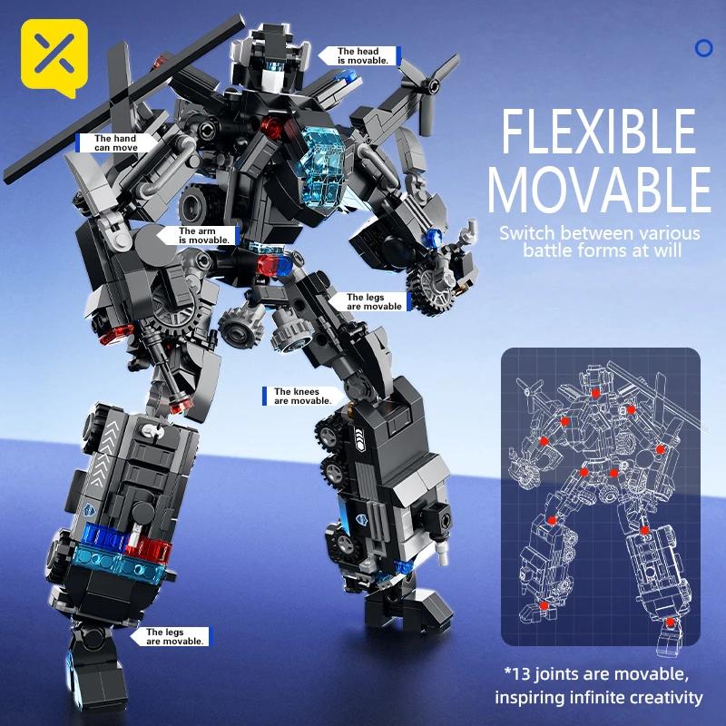 TOYLINX 691PCS Cool Puzzle Transformation Bricks Mecha Building Blocks Education Toys Birthday Gifts Christmas Gifts for Kids