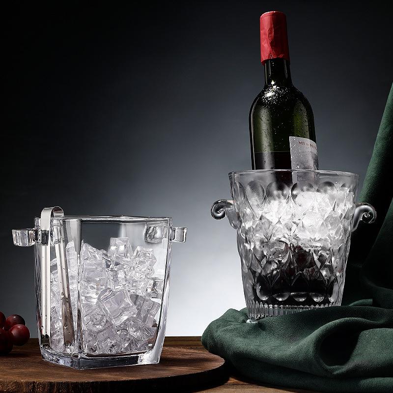 Large Capacity Glass Ice Bucket, Creative Red Wine and Beer Insulated Bucket, Household European Style Chilled Champagne Bucket