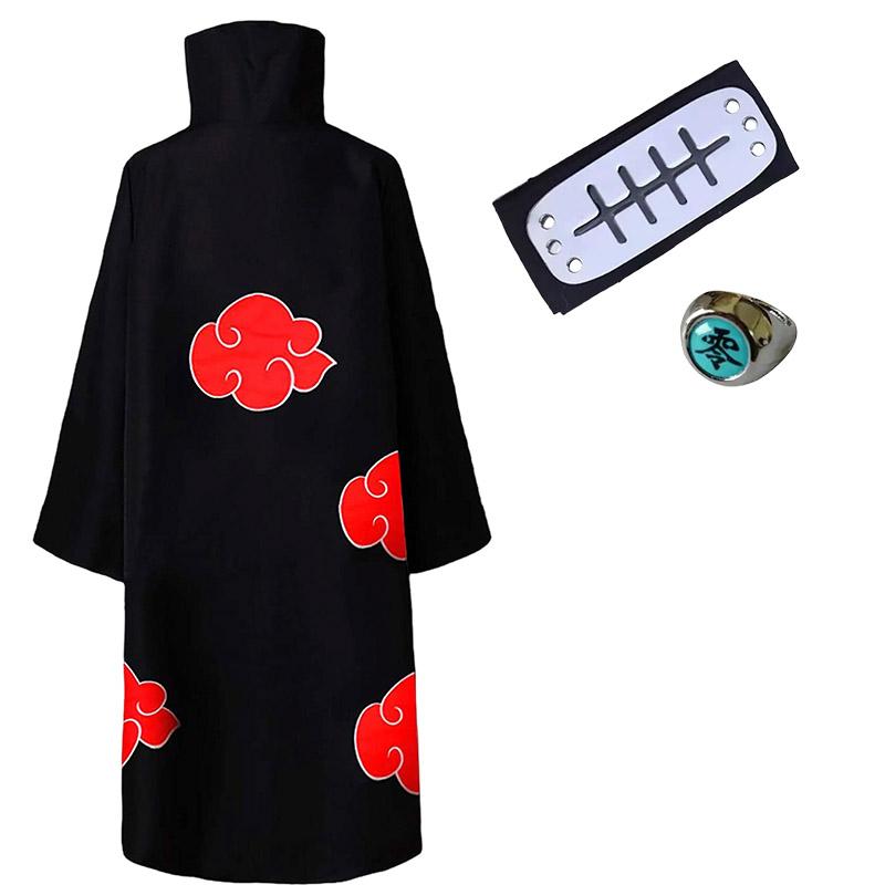 Bilibili Anime Akatsuki Deidara Cosplay Kostuum Uchiha Itachi Rode Wolk Mantel Gewaad Mantel Hoofdband Accessoires Halloween Kleding