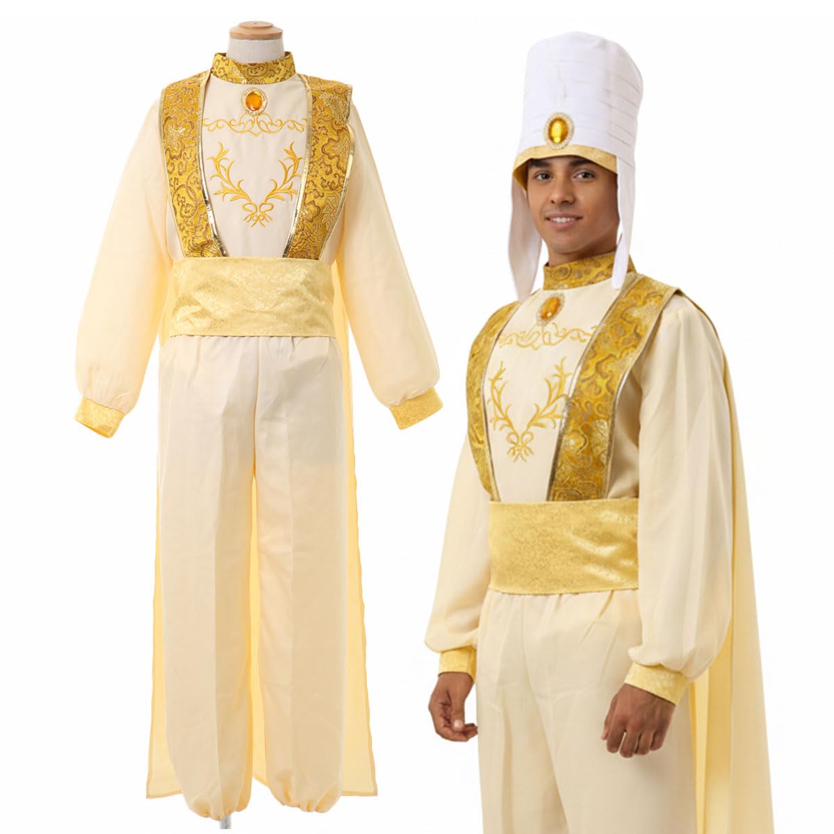 [monoii] Косплей Аладдина Взрослый костюм Арабского Короля Хэллоуин Костюм Арабского Принца Али, Размеры S, M, L, XL, d477-2