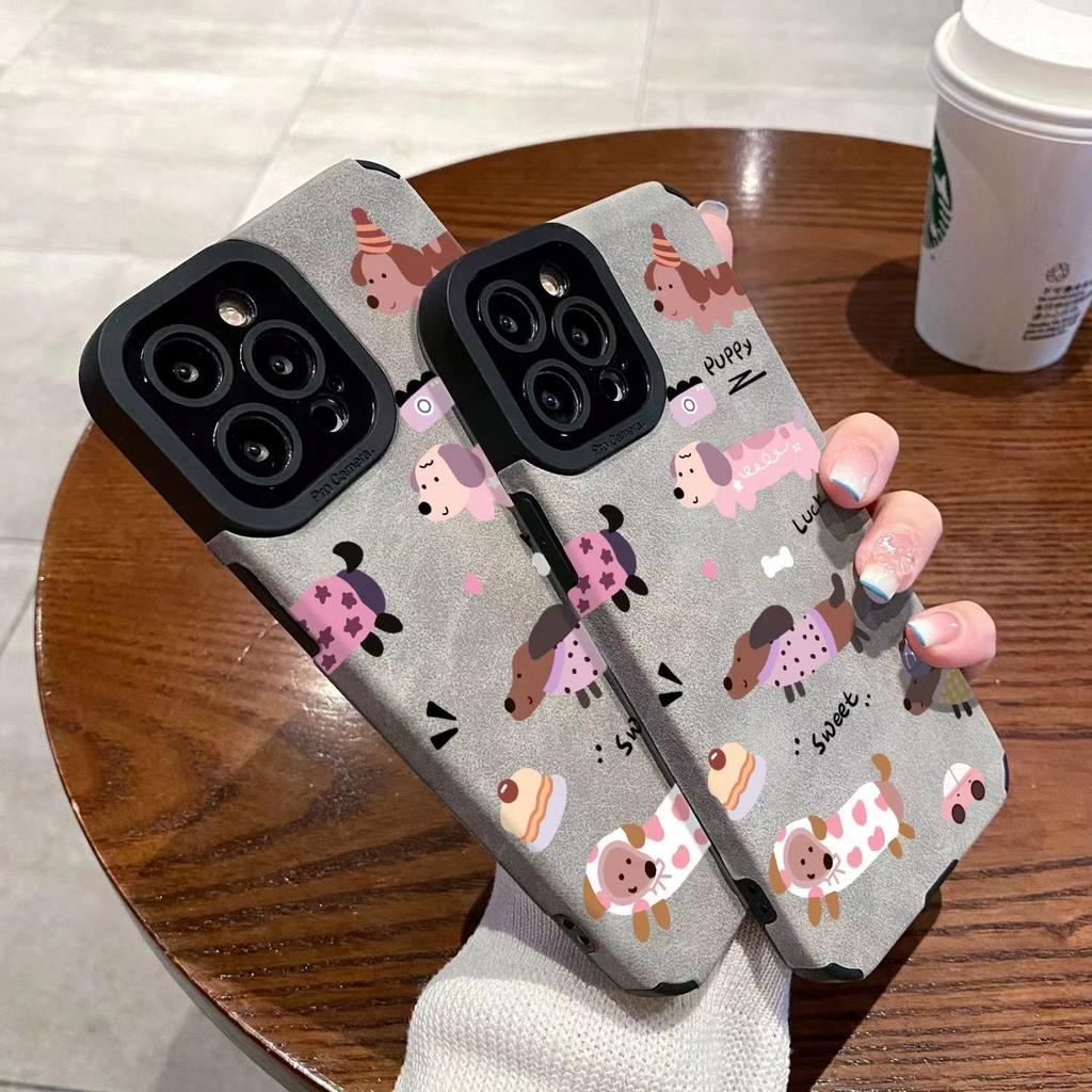Retro Overturned Fur Cute Dachshund Dog Suitable for New Apple 16promax Anti Fall Phone Case 15iphone14