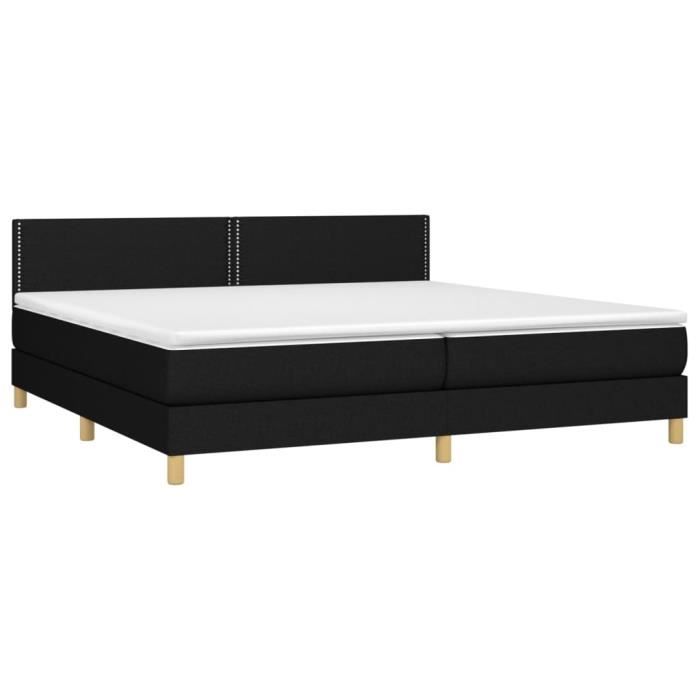 VidaXL Lit à sommier tapissier avec matelas Noir 200x200 cm Tissu - Modèle 3140563