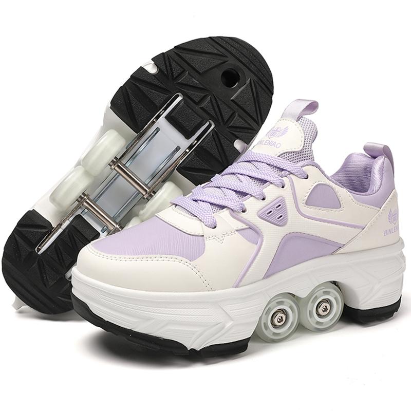 Scarpe Deformabili da Passeggio a Quattro Ruote per Bambini/Uomo Pattini a Rotelle da Uomo/Donna Pattini da Bambino Scarpe Sportive a Due Ruote per Ragazzi e Ragazze