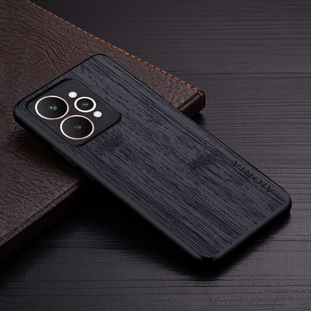 Case for Oppo Realme 15 Pro 15T Funda Bamboo Wood Pattern Leather Phone Cover Luxury Coque Funda for Realme 15T Case Capa