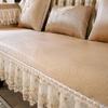 Summer Coolness Rattan Mat Fabric Sofa Cover European Hemline Living Room Decoration Non-slip Slipcover Sofa Cushion Home Decor