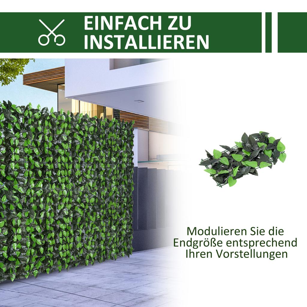 Artificial Leaf Hedge Screen Privacy Fence Panel for Garden Outdoor Indoor Decor 3M x 1M Light Green and Dark Green