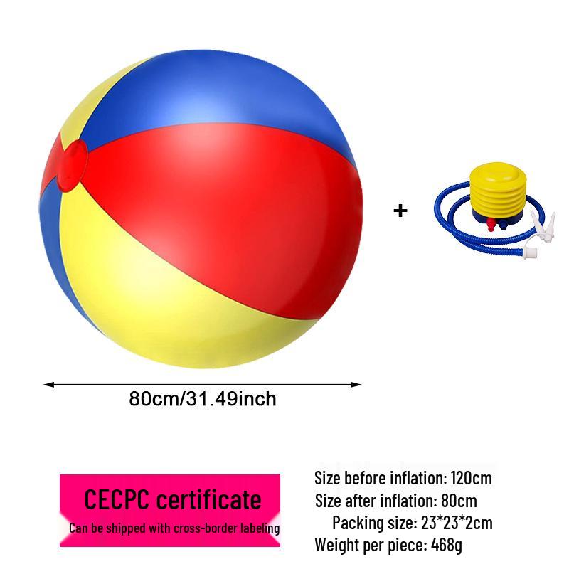 Parent-Child Giant Inflatable PVC Beach Ball - Thick, Colorful Three-Tone Design for Outdoor Fun