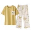 Bring Your Own Chest Pads, Pajamas, Women's Summer Pure Cotton Short-sleeved Cropped Pants, Cotton-free Bras, and Loungewear Sets That Can Be Worn 