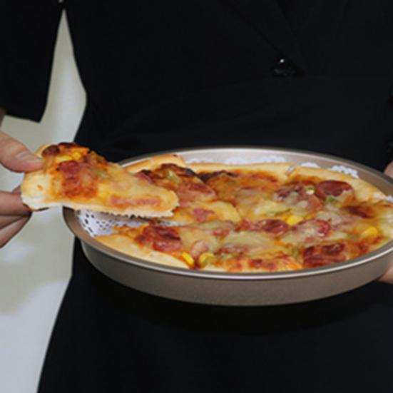 Kulatá nepřilnavá pánev pro pizzu z uhlíkové oceli podnos pro domácí pečení