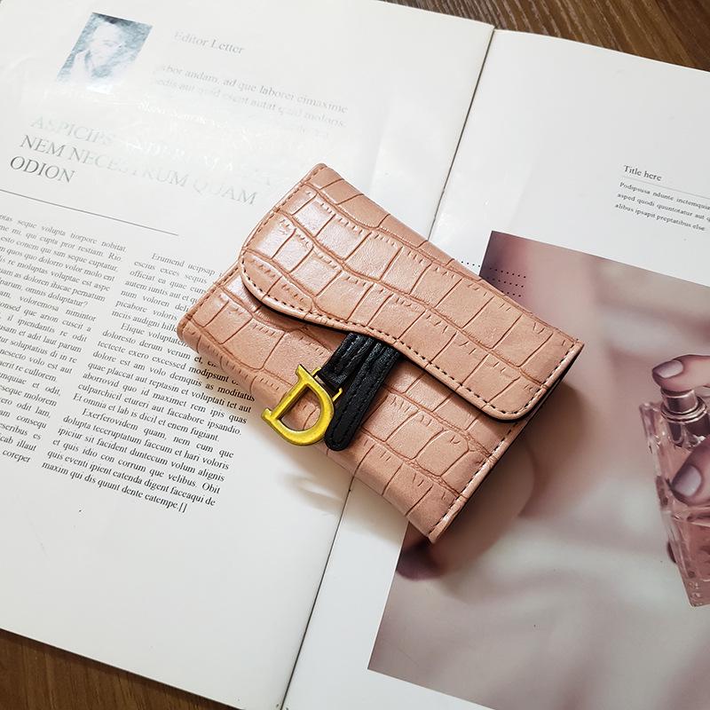 New D-Ring Crocodile Pattern Card Holder & Ladies Coin Purse: Short, Large Capacity, Folding, Anti-Demagnetization, Hot Zipper Design.