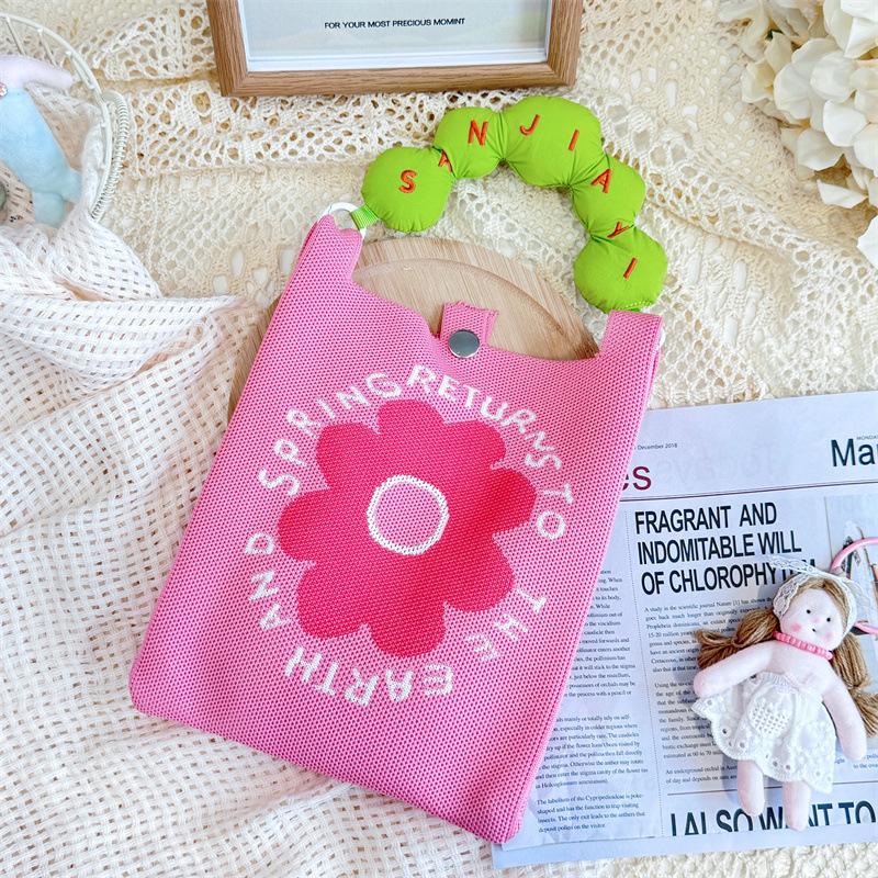 Ins Original Knitted Mobile Phone Bag, Convenient Storage, Student Cute Cartoon Messenger Bag