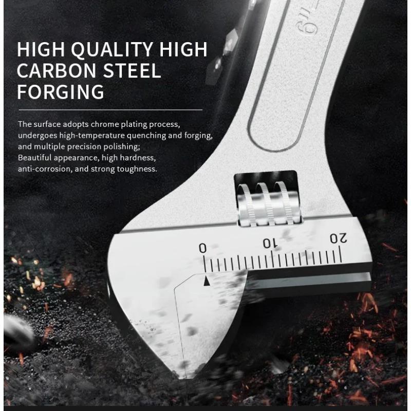 Adjustable Wrench Large Openin Long Handle Universal Spanner Carbon Steel Mechanical Workshop Hand Repair Tools