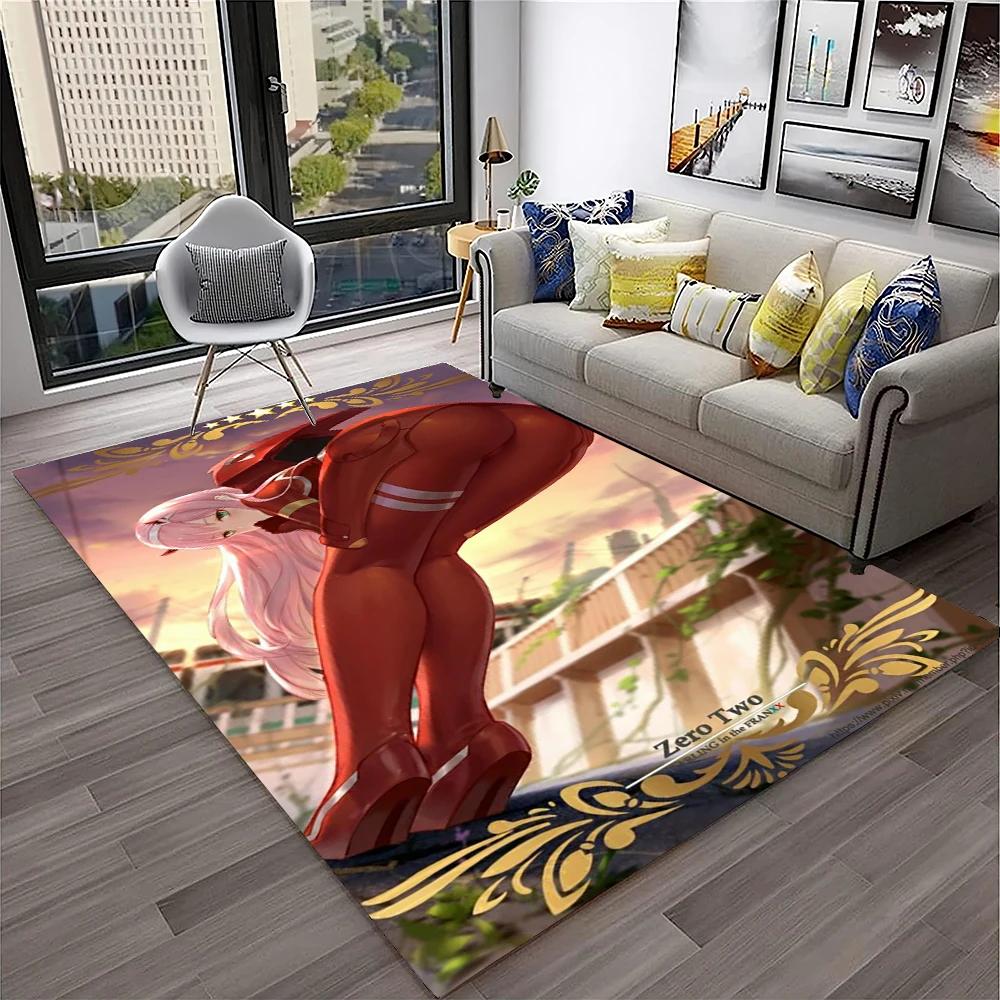 DARLING In The FRANXX Cartoon Zero Two Sexy Girl Carpet Rug for Home Living Room Bedroom Sofa Doormat Decor,Non-slip Floor Mat