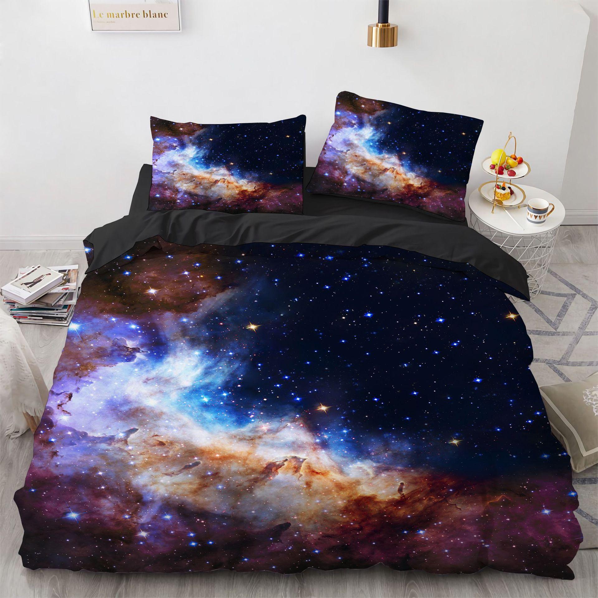 

Комплект підодіяльника Galaxy Space Romantic Magic Поліестерова ковдра для дітей Хлопчиків Дівчаток Постільна білизна Розмір Кінг з наволочкою 140x210cm 2pcs