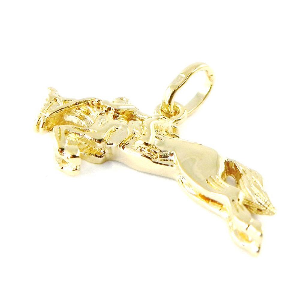Les Trésors De Lily [B9789] - Gold Plated 'Horse Riding' Pendant Golden