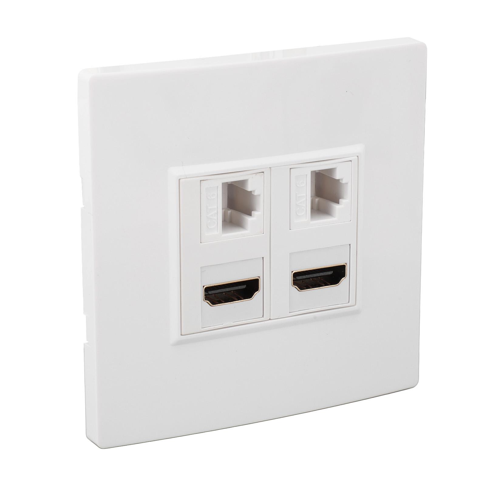 

Cat6 HD Multimedia Interface Wall Plate Gigabit 4K HD Cable 4 Port Ethernet Wall Plate for Computers TVs Hard Drives
