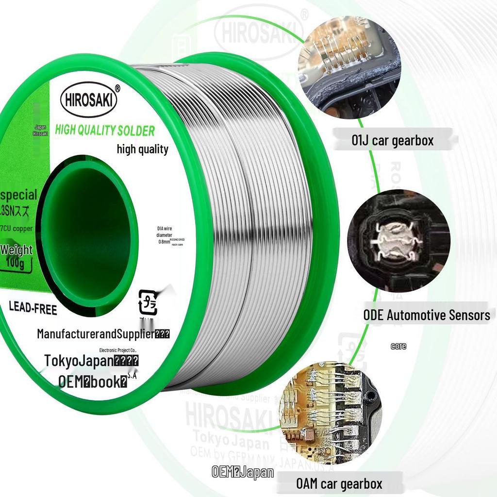 Hirozaki Type S 01J Automotive Silver Solder Wire for ABS Gearbox Sensor and Computer Boards