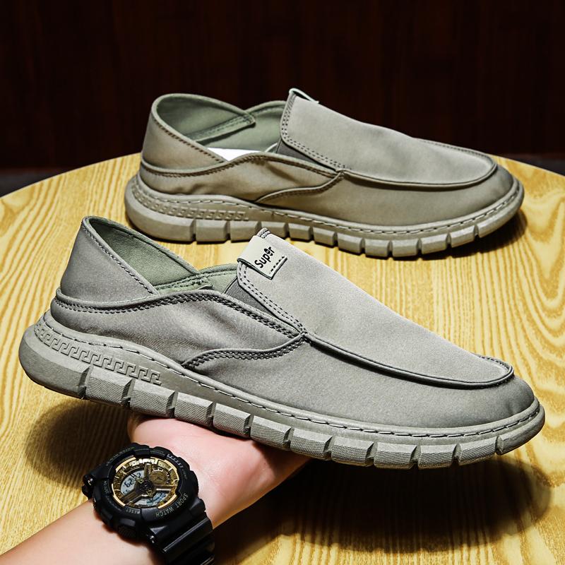 Holfredterse Lazy Shoes Classic Men'S Sneakers Loafer Shoes Casual Canvas Shoes Slip On Wide Fit Shoes Black/Green/Khaki Ys9901