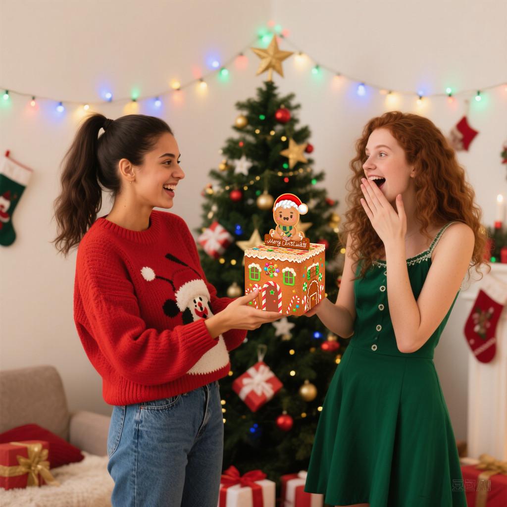 Gingerbread Christmas Festive House Wrapping Box Paper Material Occasion Special