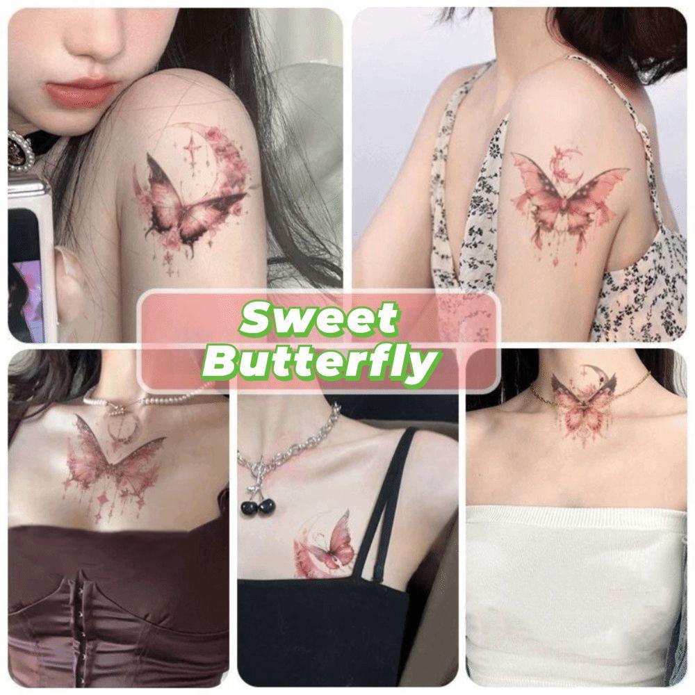 Waterproof Butterfly Tattoo Stickers Moon Pattern Body Art Tattoo Flower Tattoo Stickers Female