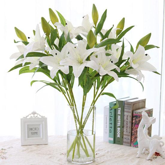 1Pc Artificial Lily Flower Fake Plant Home Office Cafe Wedding Party Decoration