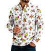 Top casual bărbătesc, croială largă, cu imprimeu de Crăciun și buzunar