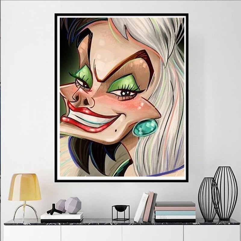 Disney Diamond Painting 5D DIY Illustration of Disneys Classic Villain Cruella Defiance Art Mosaic Embroidery Decoration Cross Stitch Gift