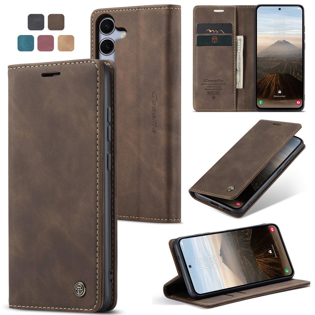 Luxury Retro Case for Samsung Galaxy S25 Multiple Card Slots Stand Function Phone Cover for S25Edge S25FE S24+ Leather Wallet
