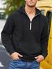 Men's Thick Hooded Sweatshirt, Stand Collar Half-Zip, Long Sleeve, Autumn/Winter, European Size, Casual Style.